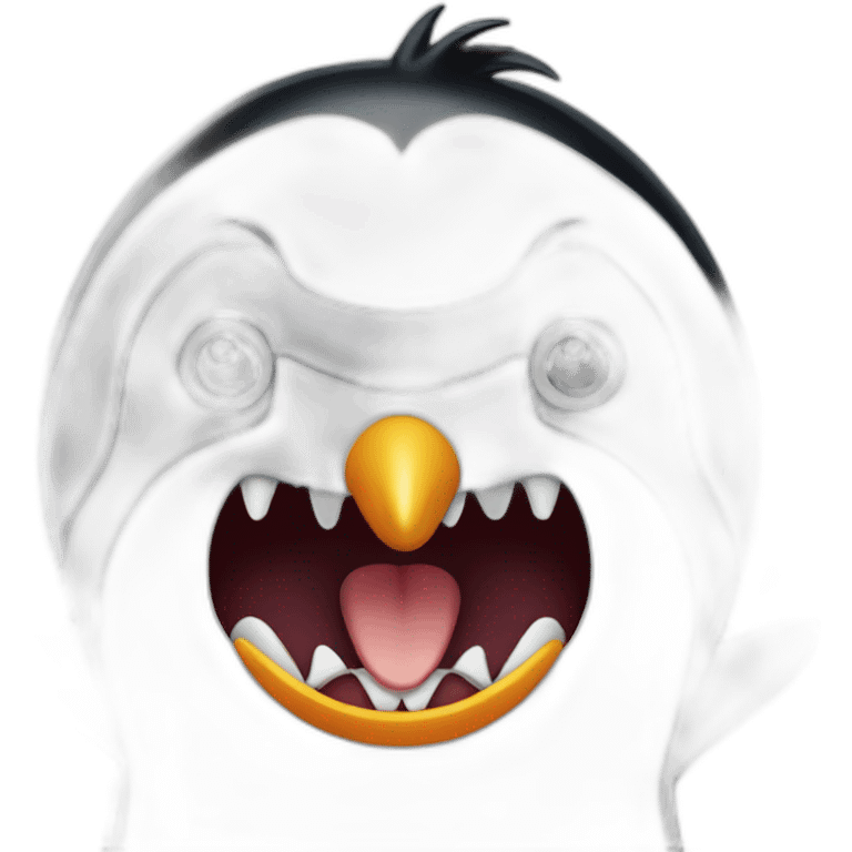 Penguin with two teeth out emoji