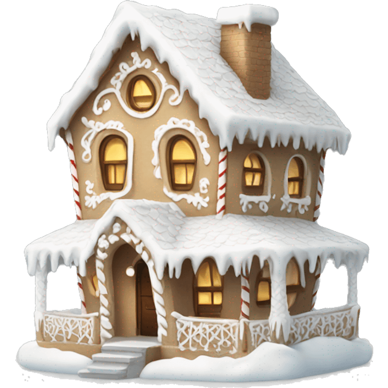 Cosy white gingerbread house  emoji