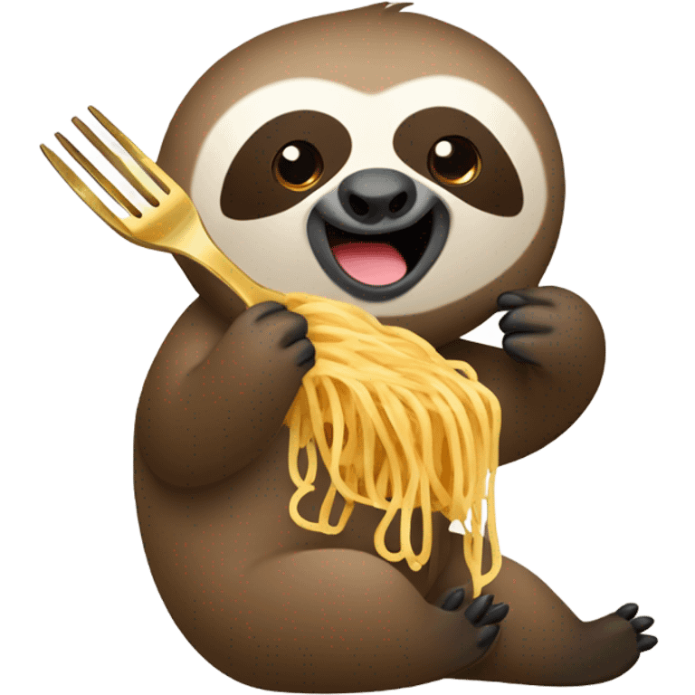 Sloth eating pasta emoji