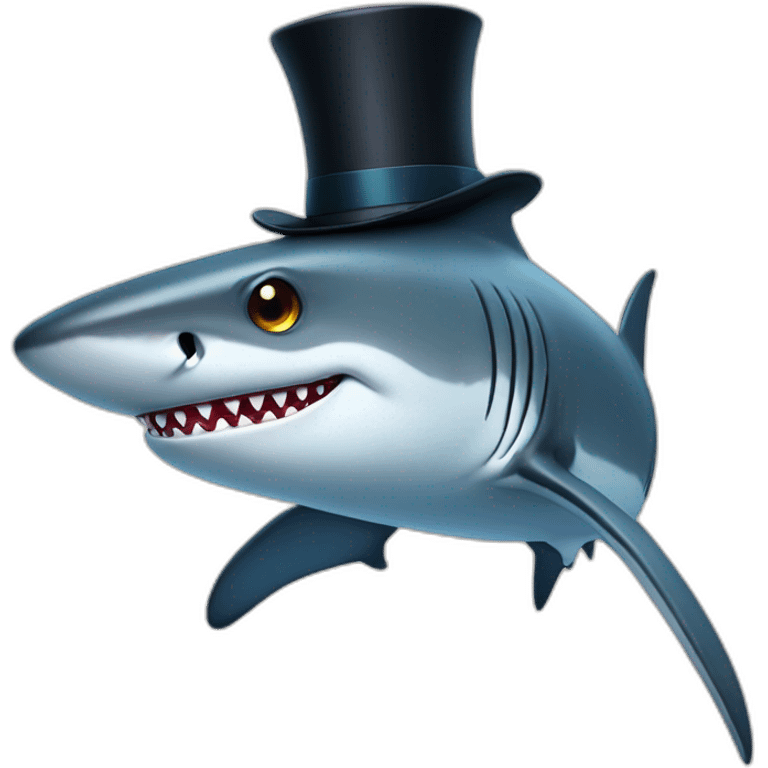 Shark with a top hat emoji