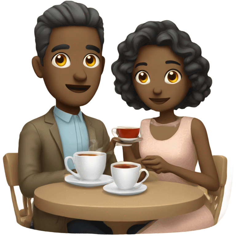 White Couple having a tea Time emoji