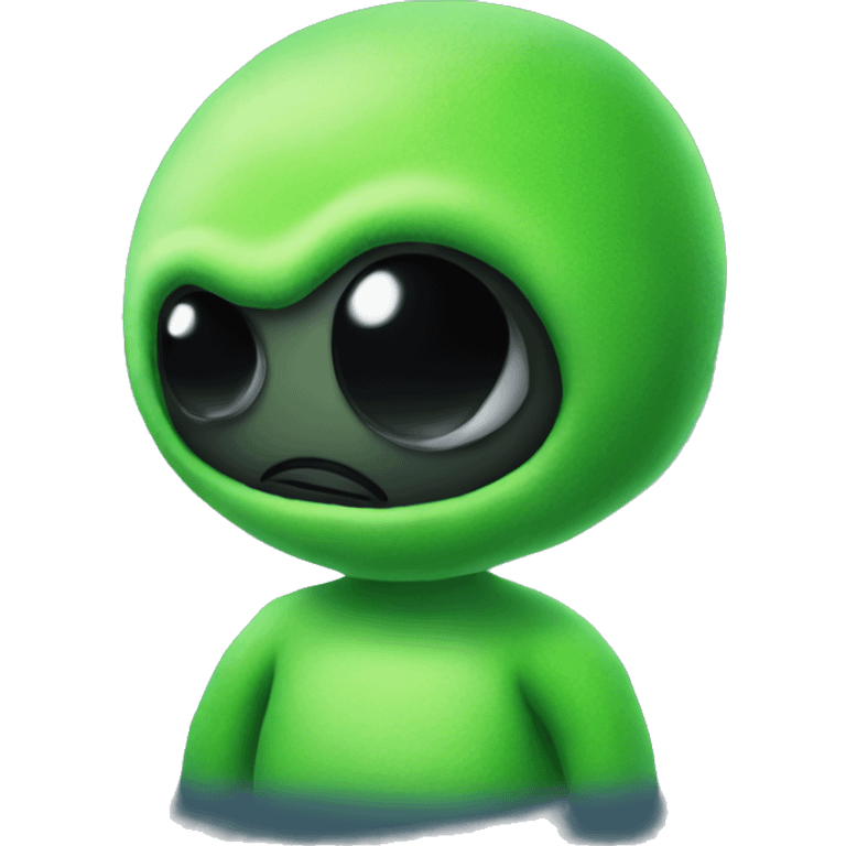 green plush alien with black eyes emoji