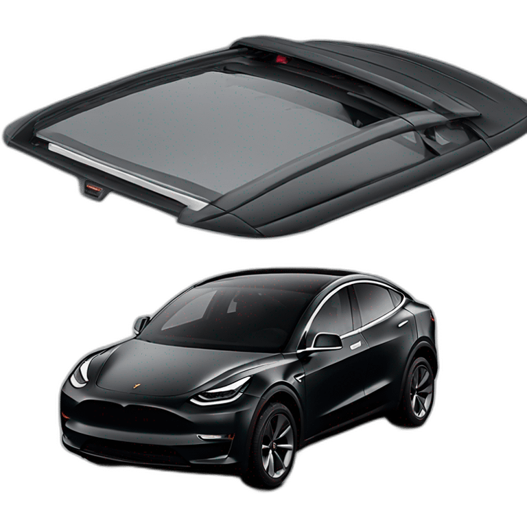 black tesla model y with roof racks emoji