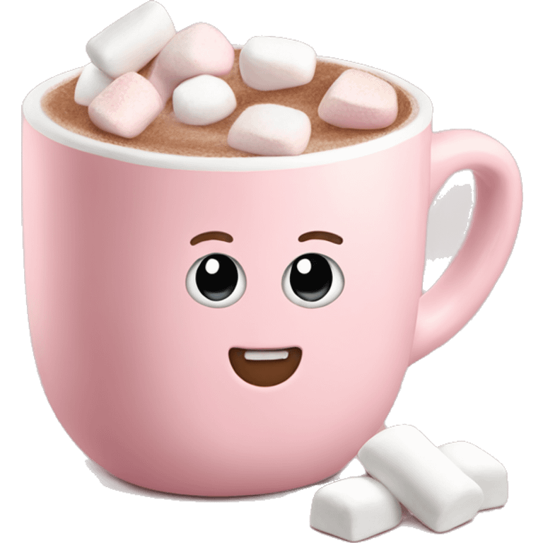 Light Pink mug of hot chocolate with marshmallows  emoji