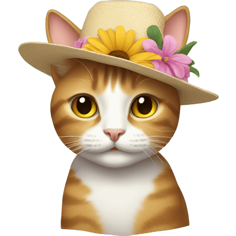 Cat wearing a flower hat emoji