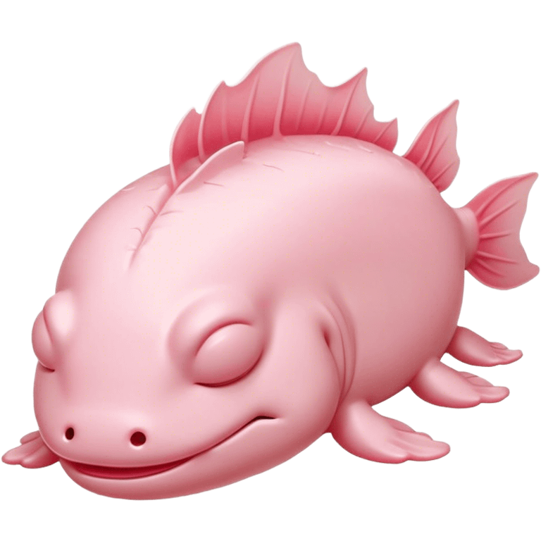 Meme-Worthy Cute Sleeping Axolotl Portrait Emoji, Head resting peacefully with a contented smile, showcasing a slender, graceful body with smooth, pale pink skin and gently drooping feathery gills, eyes shut in a serene nap, Simplified yet hilariously adorable features, highly detailed, glowing with a soft, drowsy light, high shine, relaxed and utterly lovable, stylized with an air of playful laziness, bright and heartwarming, soft glowing outline, capturing the essence of a comically sleepy aquatic friend, so meme-worthy it feels like it could instantly become the next viral sensation of adorable slumber! emoji