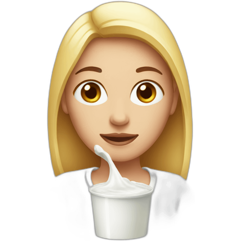 woman with milk on he face emoji