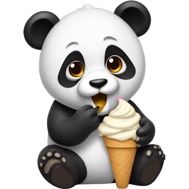 Panda eating ice cream emoji