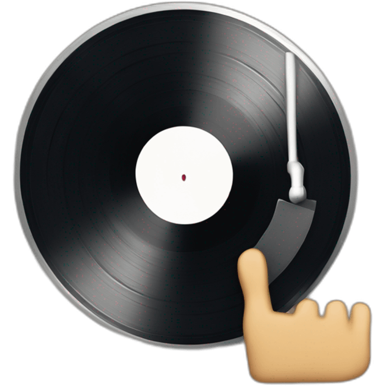 A hand spinning a record to a beat emoji