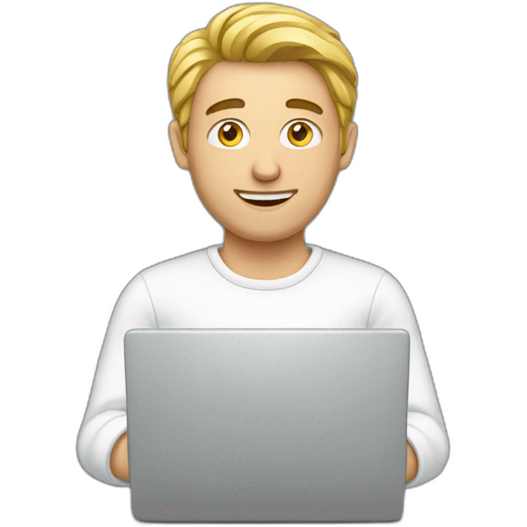 european guy using laptop emoji