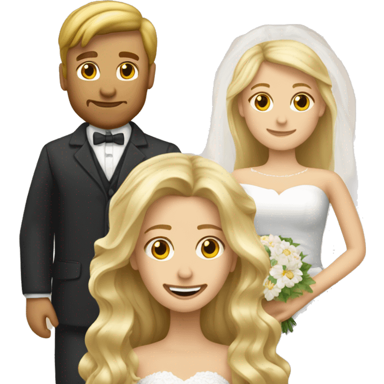 Blonde Frau lange Haare und Mann mit Anzug braune Haare und Bart heiraten emoji