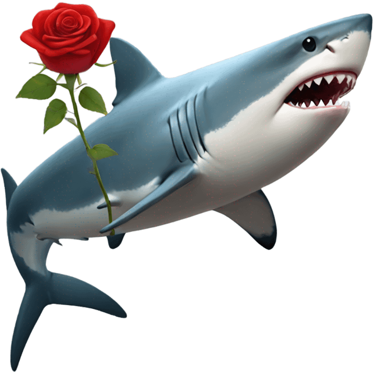 shark holding a red rose emoji