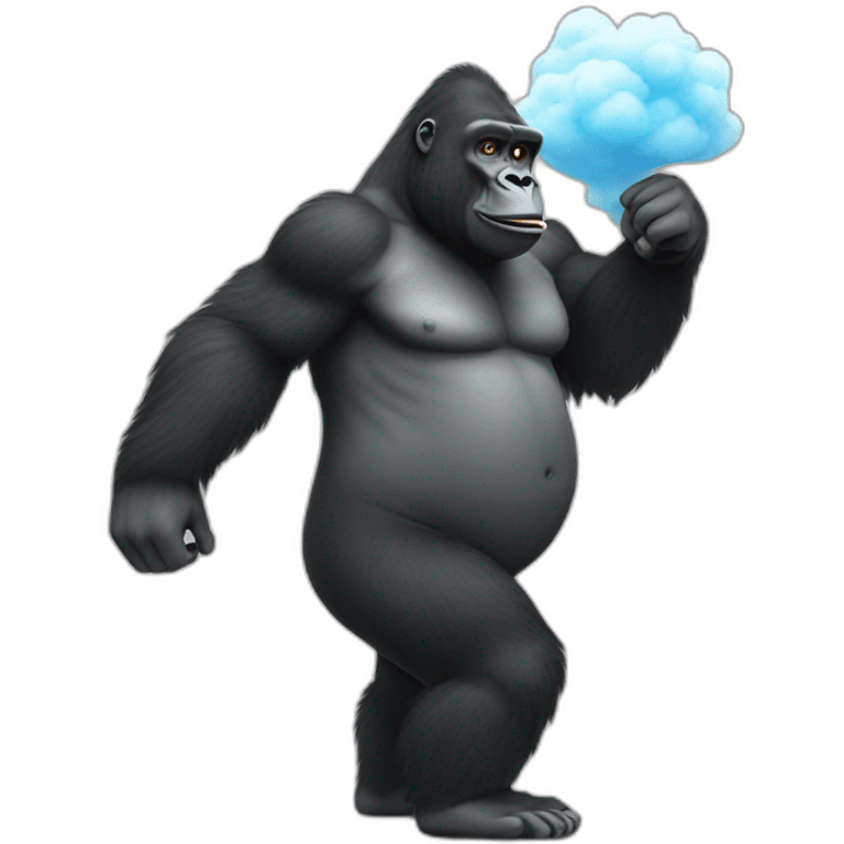 Gorilla body with fart cloud behind him emoji