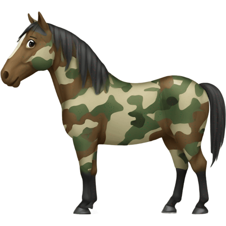 Horse wearing camouflage emoji