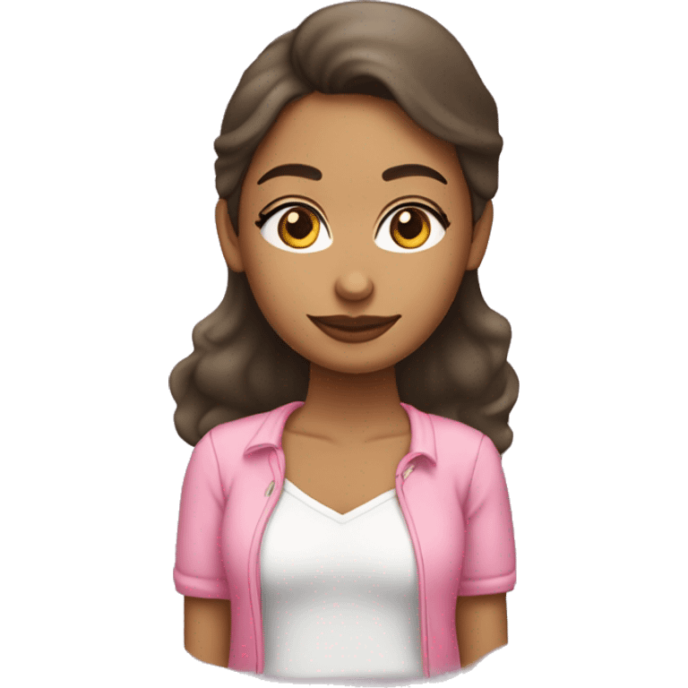 chica con piel clara con ropa rosa clara ejercitando emoji