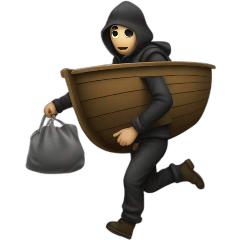 Thief stealing ship emoji