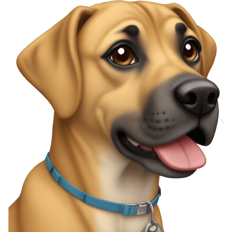 Black Mouth cur dog taking a pic emoji