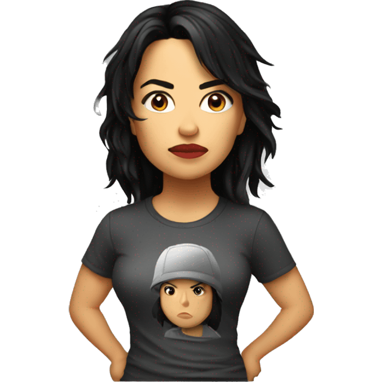 michelle rodriguez serious cartoon wearing tee emoji