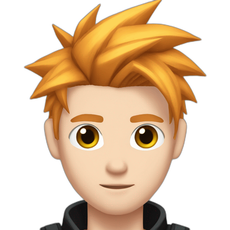 Cloud strife with ginger hair. Eyebrow piercing left eye. Black clothes emoji