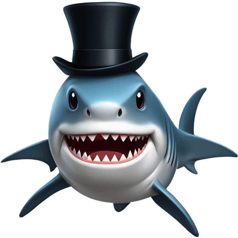 Shark with a top hat emoji