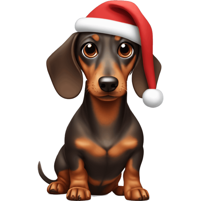 dachshund dog wearing Santa hat emoji