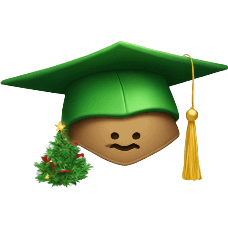 Christmas tree with graduation hat emoji