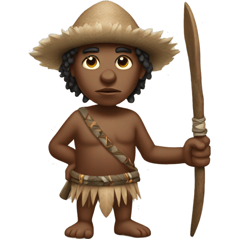 Aborigine with spear in a hand hunting emoji