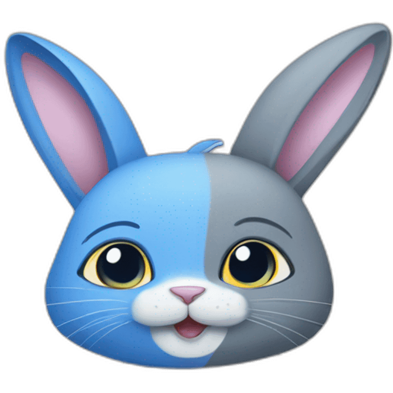 Blue rabbit and grey cat emoji