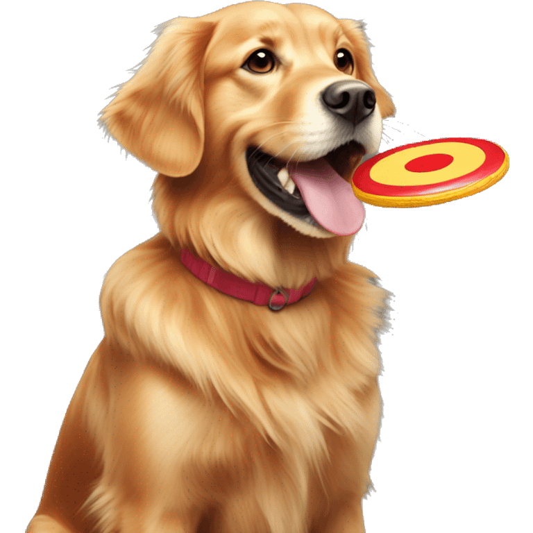 Red Golden retriever catching frisbee  emoji