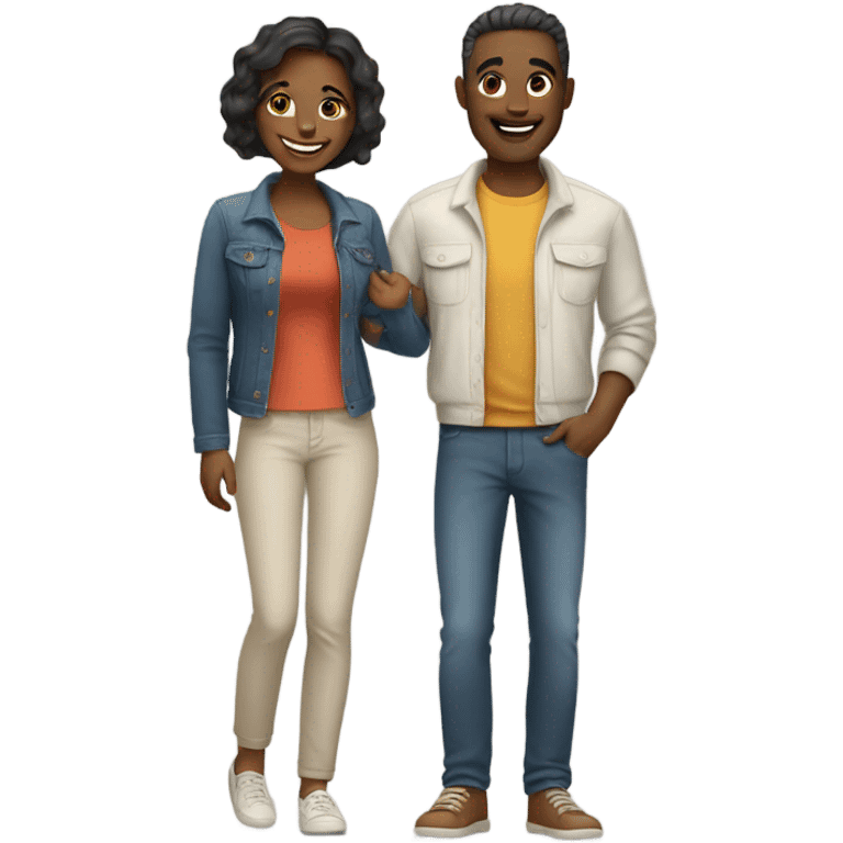 happy couple in casual attire emoji