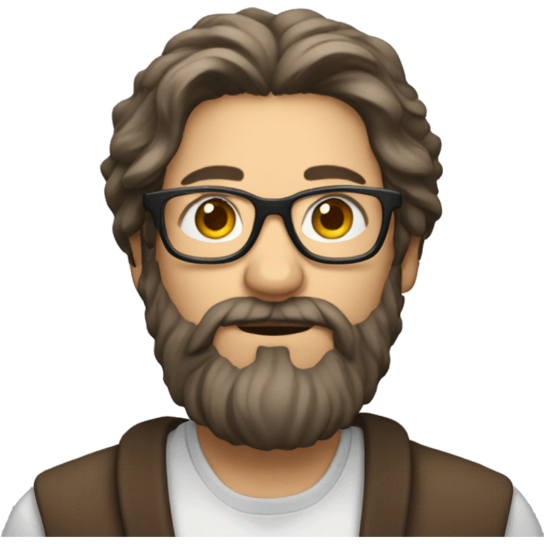 Man with long hair and beard filming wearing glasses emoji