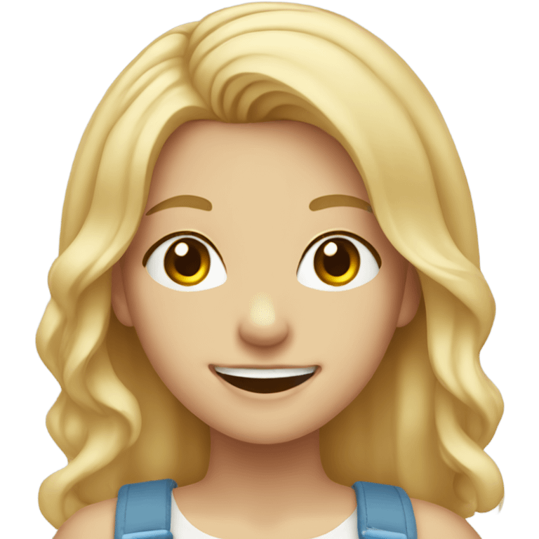 smiling girl with blonde hair with braces emoji