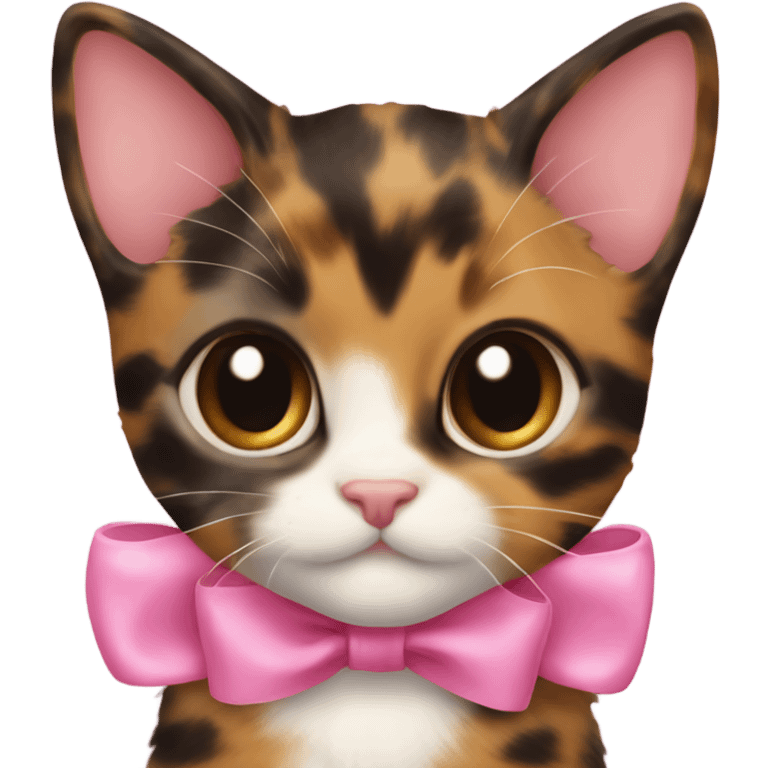 Tortoiseshell kitten with pink bow on her ear emoji