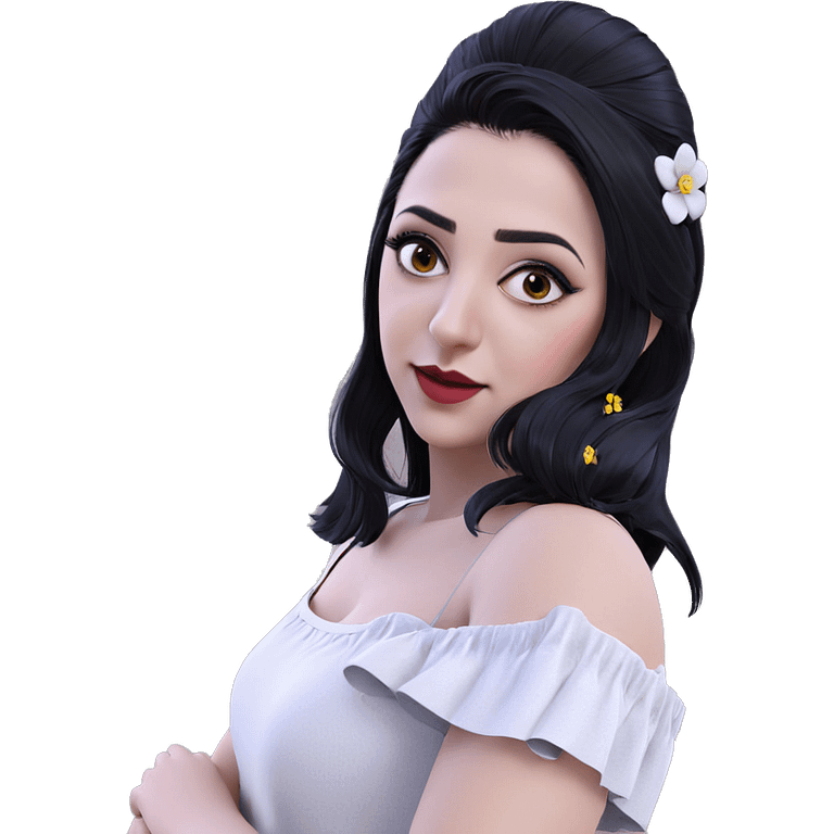 girl with black hair flower emoji