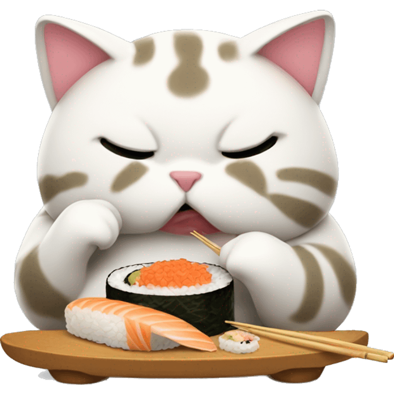 fat cat eating sushi emoji