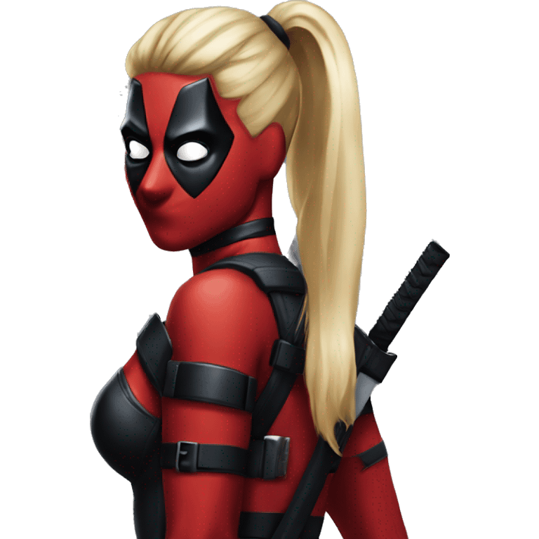 ponytail blond lady deadpool one mask emoji