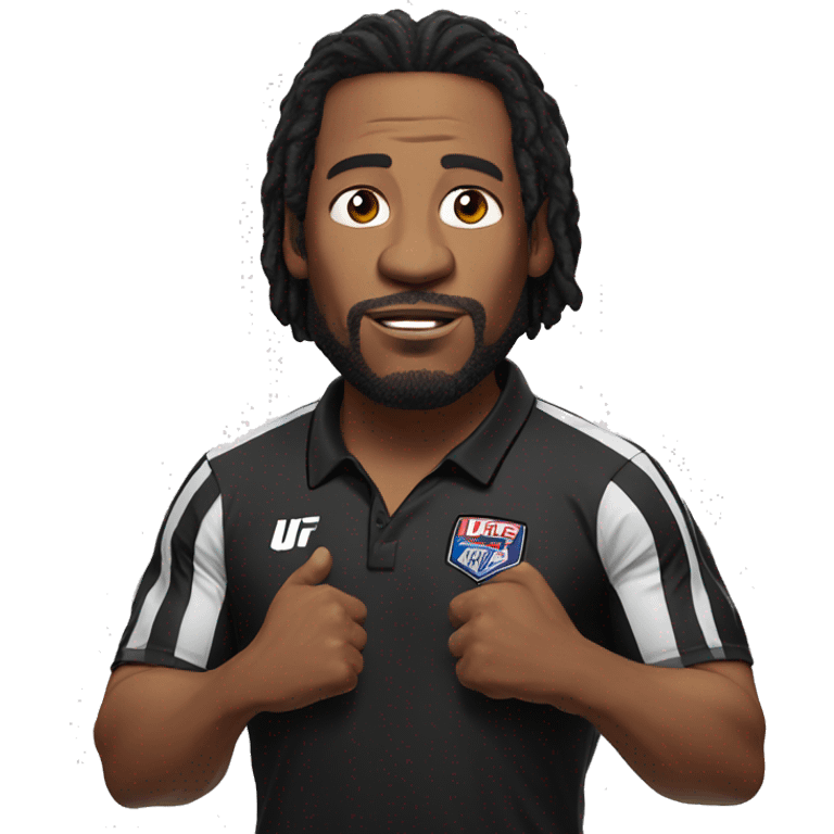 ufc referee herb dean shrugging his shoulders with a black shirt emoji