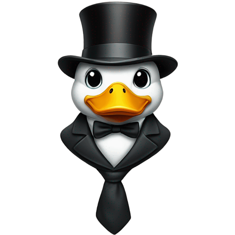 Duck in a tie and top hat emoji