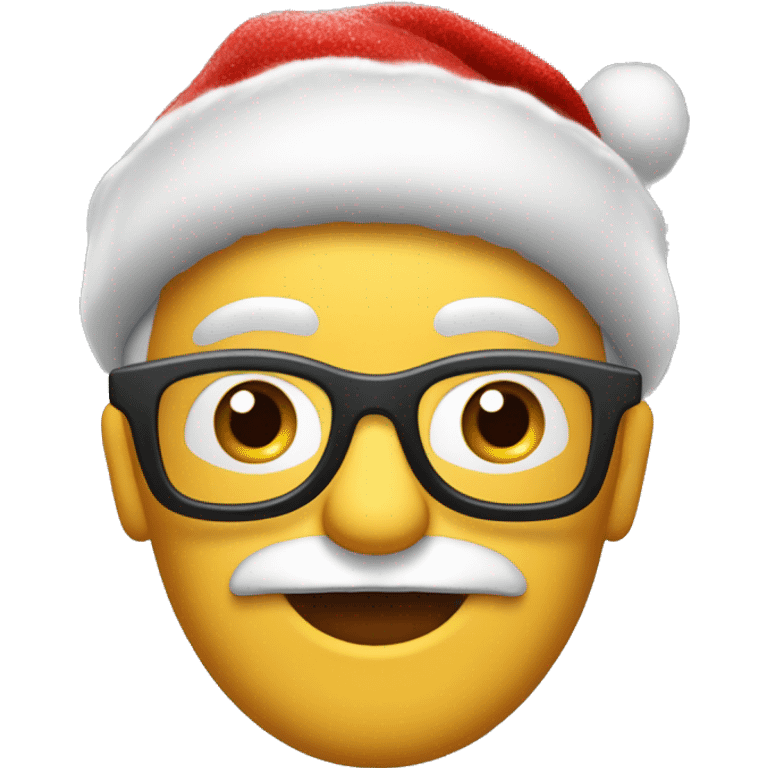 Père Noël mignon avec un tuque et lunettes dorées  emoji