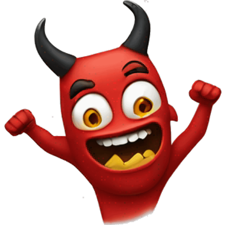 devil with hi arm lifted upwards emoji