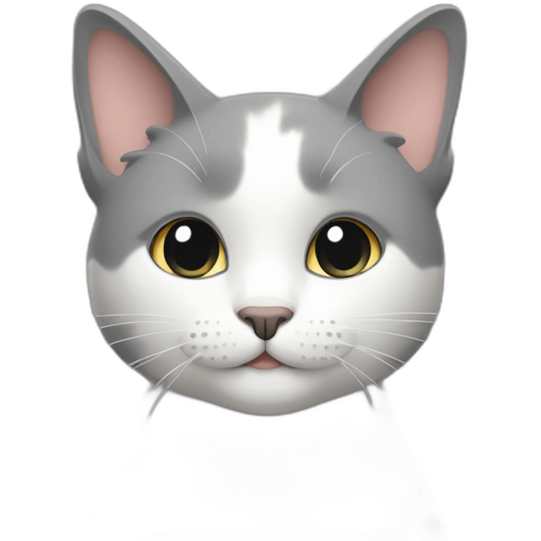 grey and white cat ambo style emoji