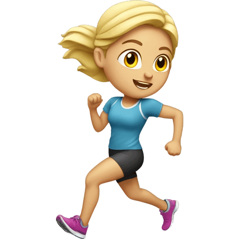 blonde girl jogging emoji