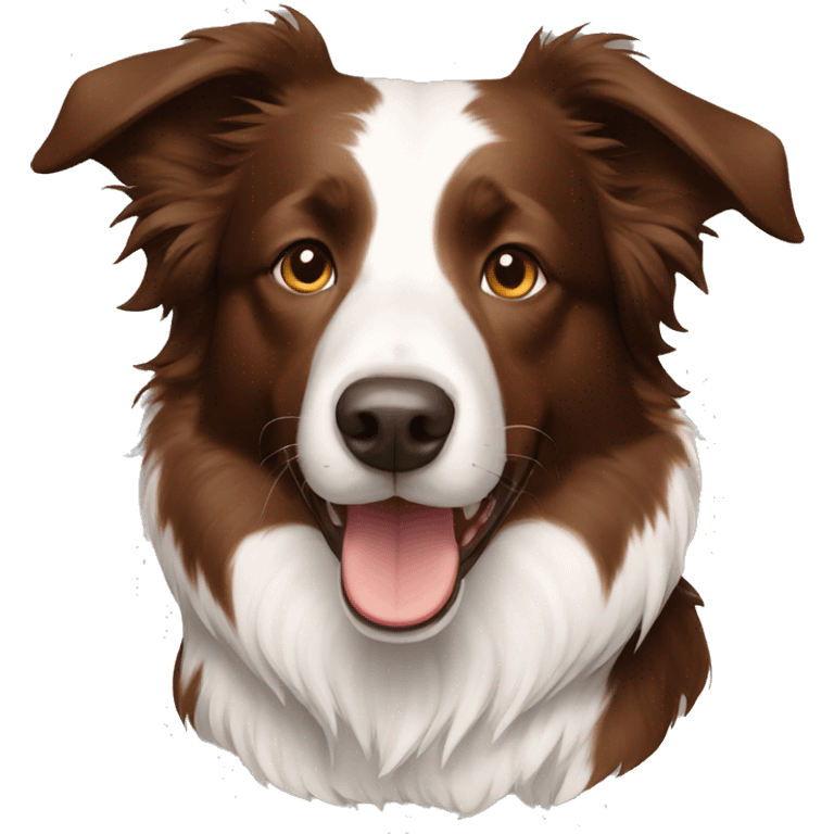 Brown and white border collie emoji