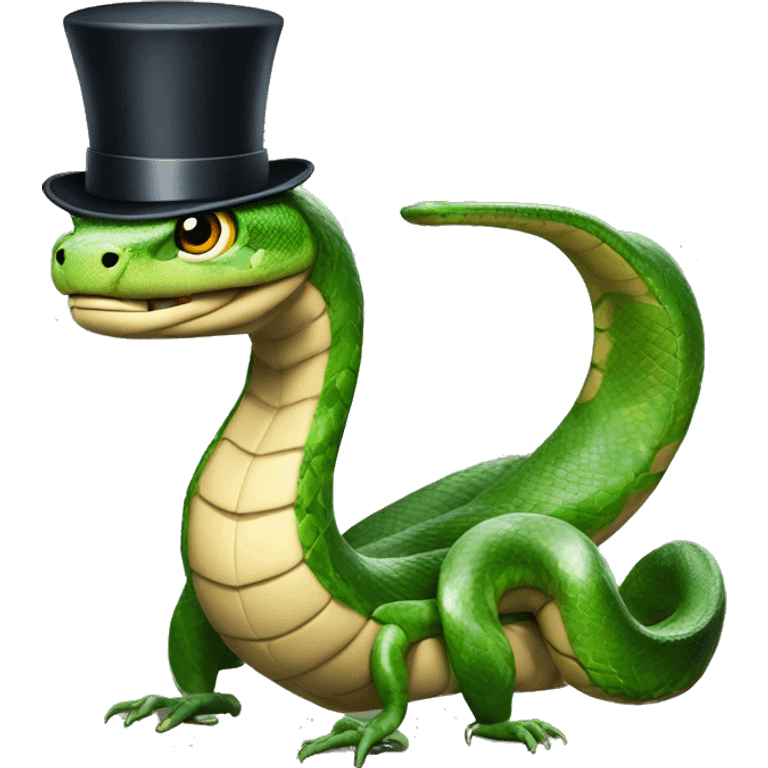 Snake with two legs carrying a briefcase on his back with a top hat  emoji