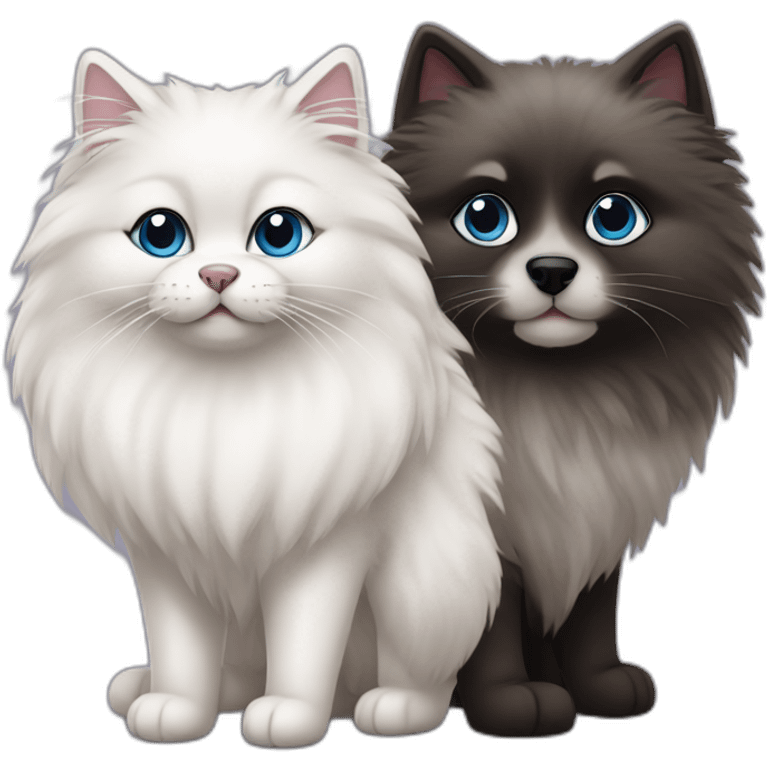 little dark ragdoll cat and samoyed emoji