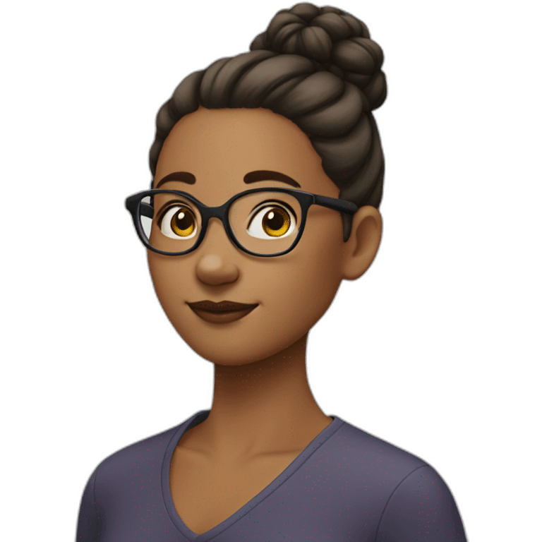 girl with glasses and hair bun emoji