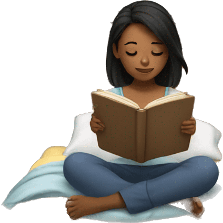 A girl reading in bed emoji