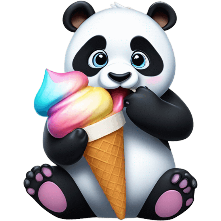 Panda eating ice cream emoji