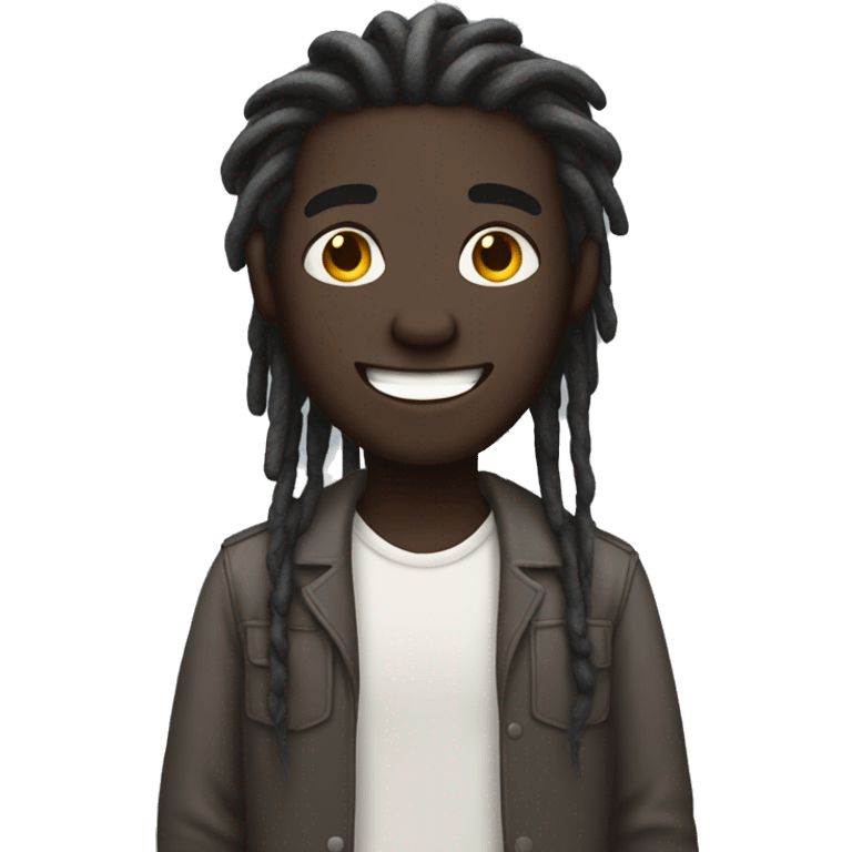 Dark skin male white dreads smile emoji