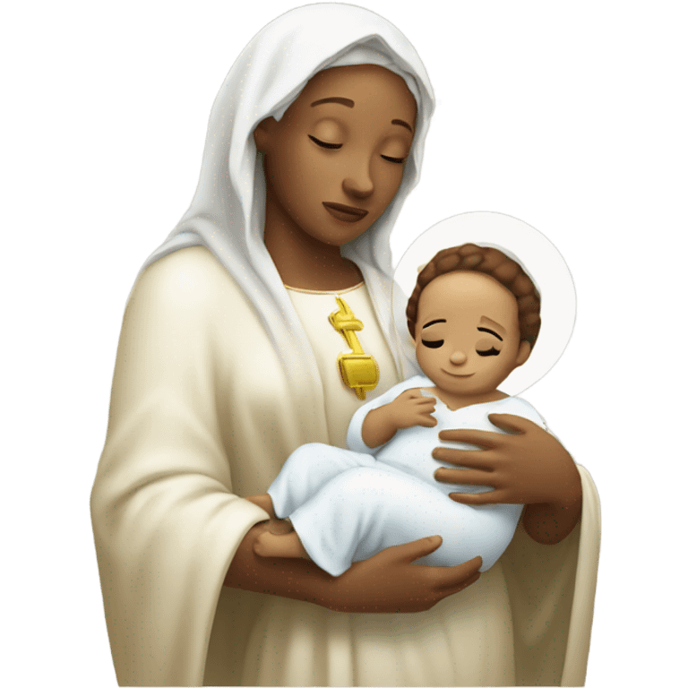 light skin virgin mary holding baby jesus emoji